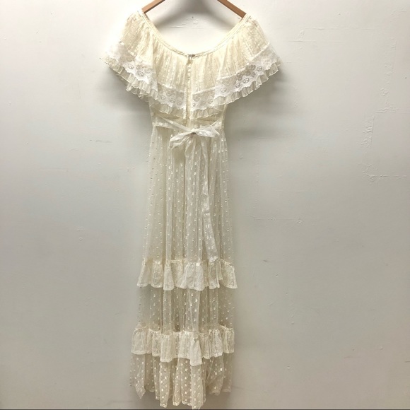 Gunne Sax Romantic Renaissance Bridal Collection Lace Ruffle Maxi Dress Size 7 - Picture 13 of 13